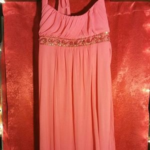 Coral flowy knee length dress